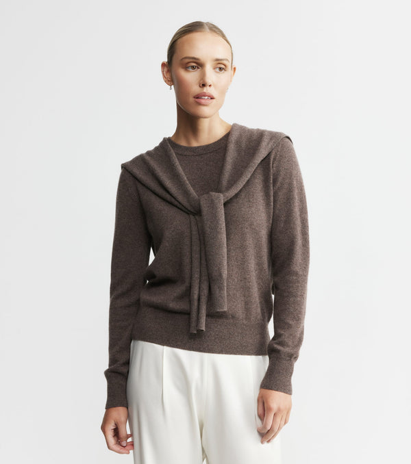 Cashmere Sweater Scarf - Brown Melange