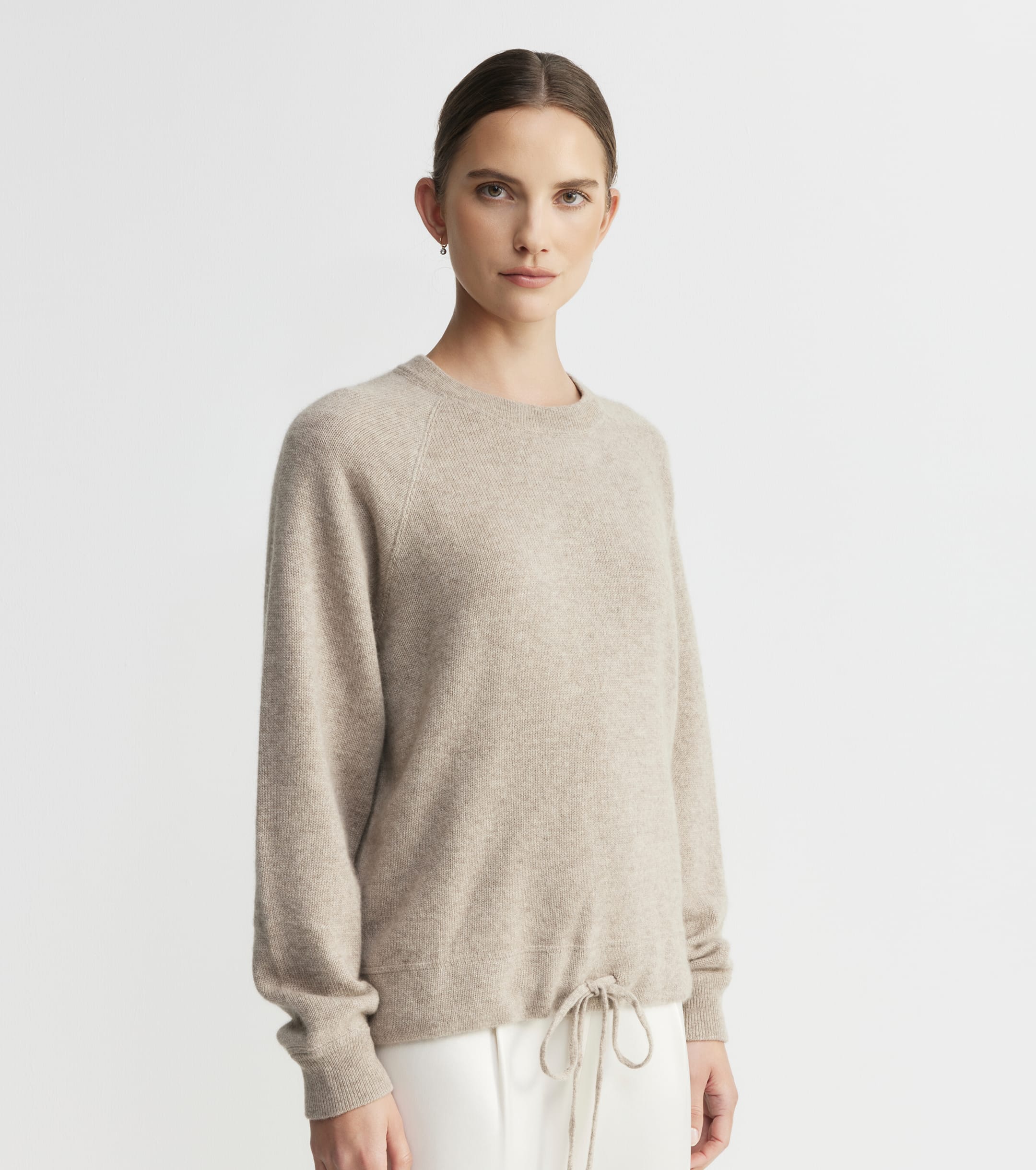 Cashmere Sweatshirt with Tie - Birch