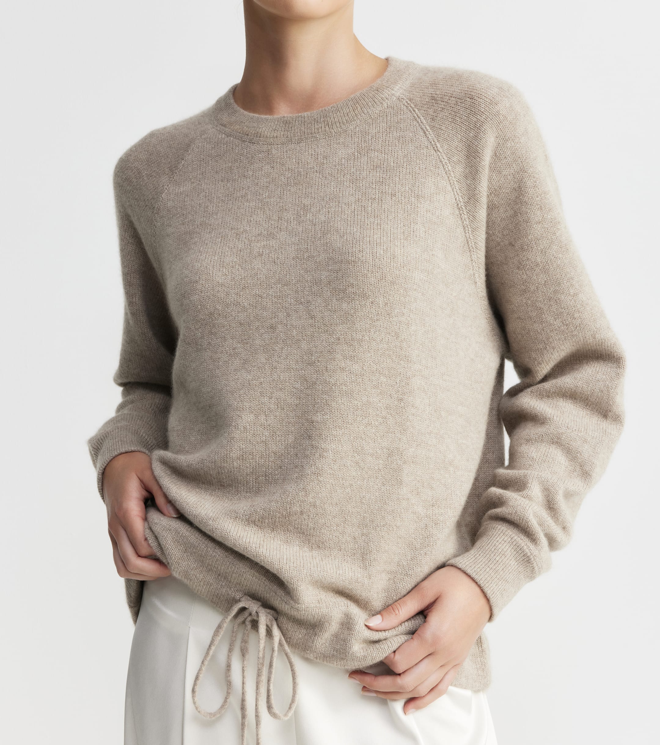 Cashmere Sweatshirt with Tie - Birch