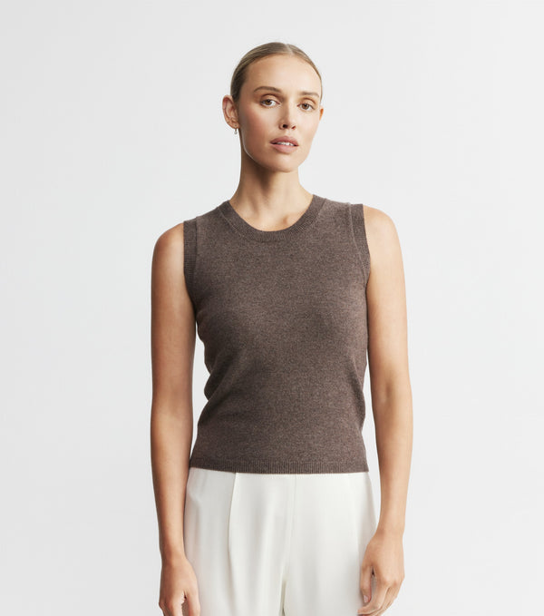 Cashmere Tank - Brown Melange