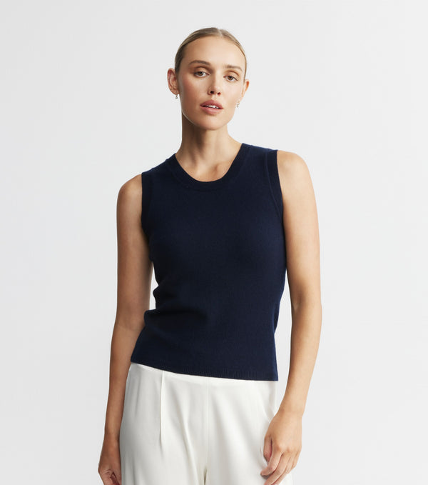 Cashmere Tank - Navy