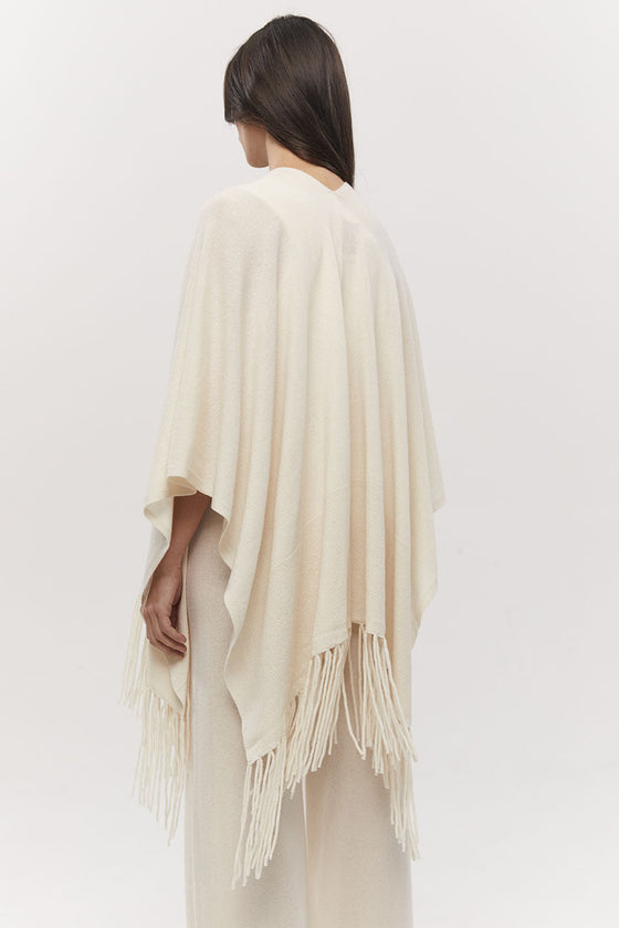 Tilly Cashmere Fringe Cape - Cream