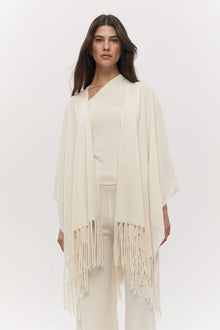  Tilly Cashmere Fringe Cape - Cream