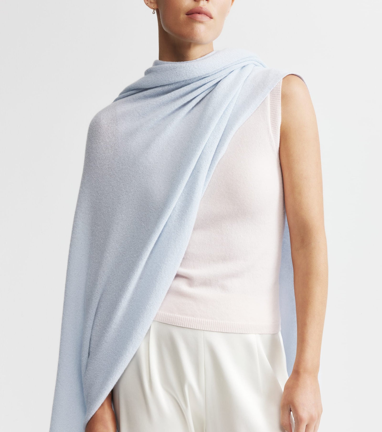 Cashmere Travel Wrap - Sky/Lurex