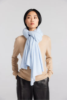  Cashmere Travel Wrap & Bag - Sky/Lurex