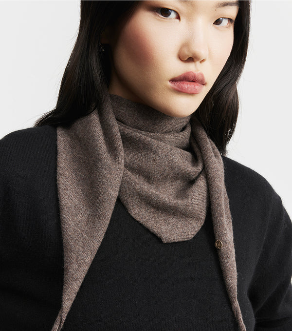 Cashmere Triangle Scarf - Brown Melange