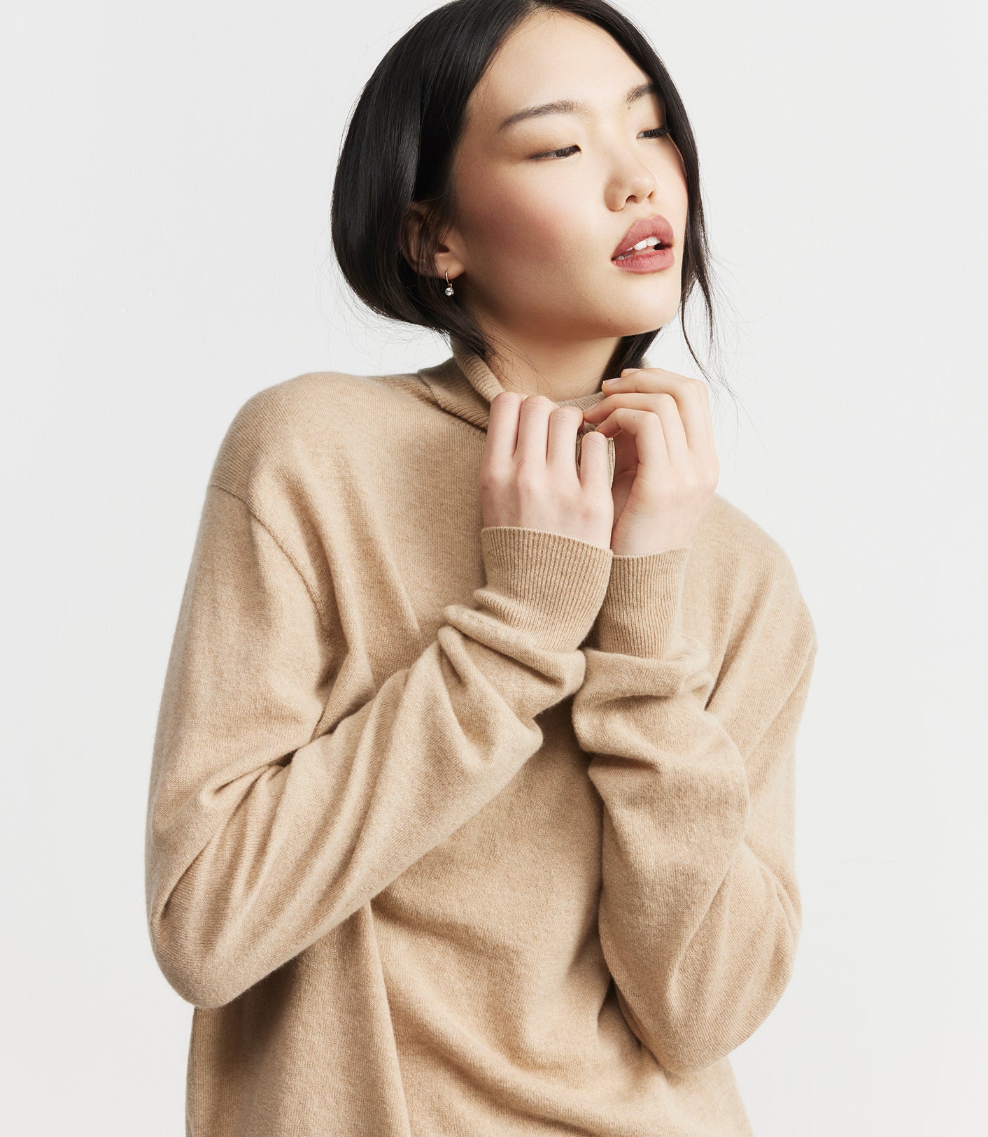 Signature Relaxed Cashmere Turtle Neck - Birch