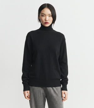 Signature Relaxed Cashmere Turtle Neck - Black