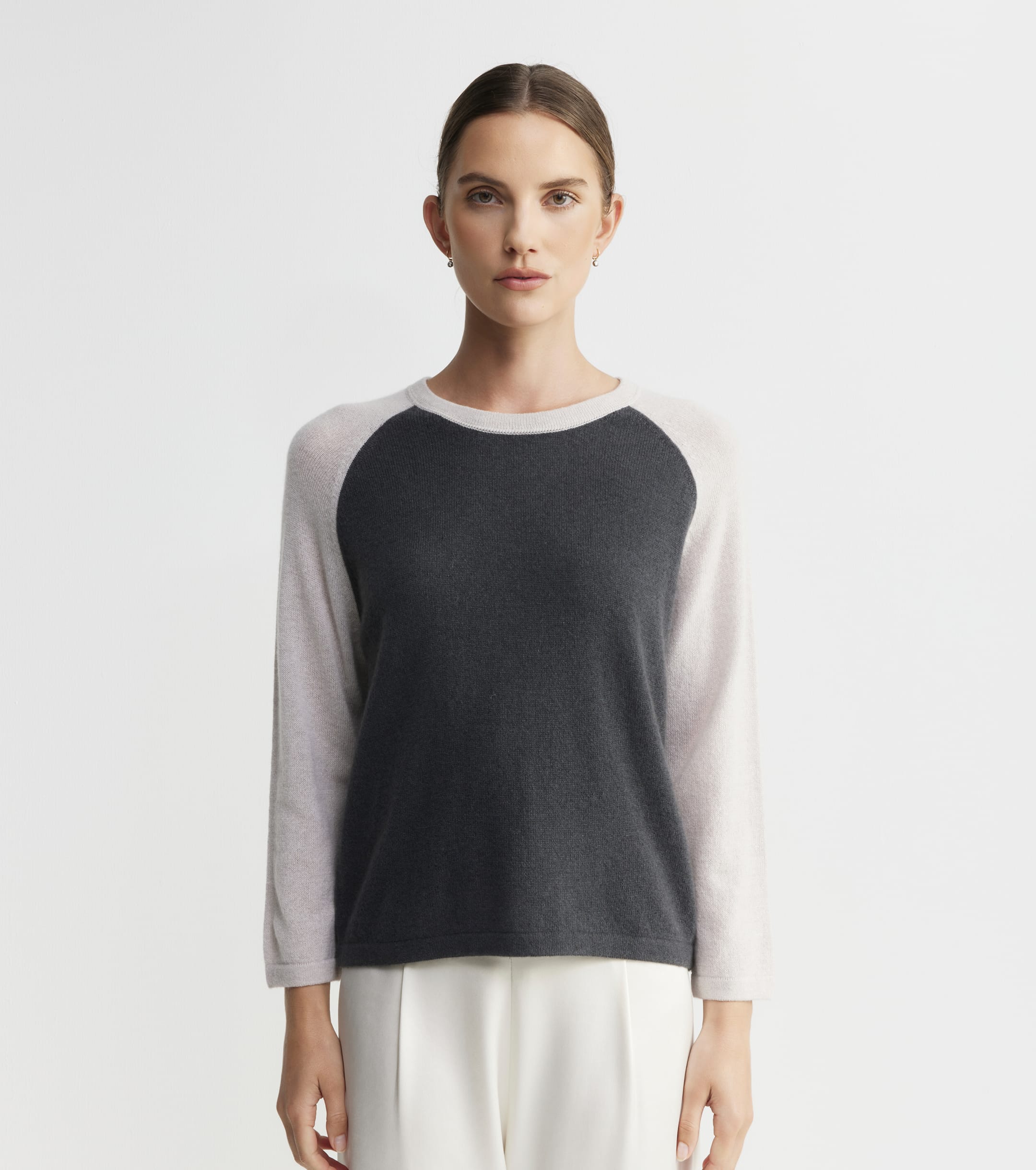 Cashmere Two Tone 3/4 Sleeve Tee