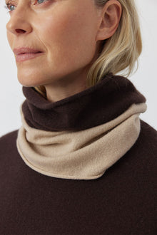  Cashmere Two Tone Snood - Cacao/Camel
