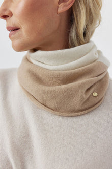  Cashmere Two Tone Snood - Cream/Camel