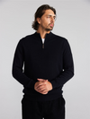 Mens Essential Cashmere 1/4 Zip Sweater - Black/Navy