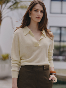  Featherweight Cashmere Polo - Lemon