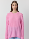 Relaxed Cashmere Cable Crew - Pink Conch