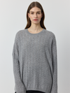 Relaxed Cashmere Cable Crew - Dark Grey Melange