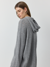 Relaxed Cashmere Cable Hoodie - Dark Grey Melange