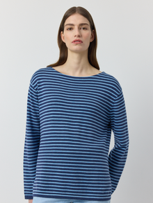  Breton Long Sleeve Tee - Indigo/Ice Blue