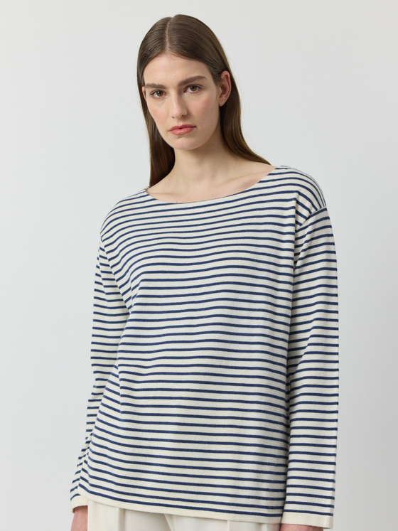 Breton Long Sleeve Tee - White/Indigo