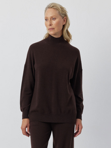  Relaxed Cashmere Mock Sweater - Cacao