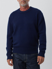  Mens Cashmere Relaxed Crew - Navy