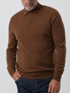 Mens Cashmere Long Sleeve Polo - Tan