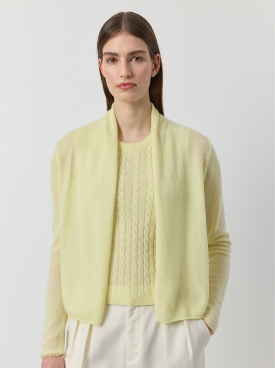 Essential Cashmere Featherweight Cardigan - Lemon