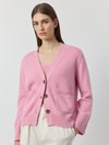 Luxe Cashmere Cardigan with Pockets - Pink Melange