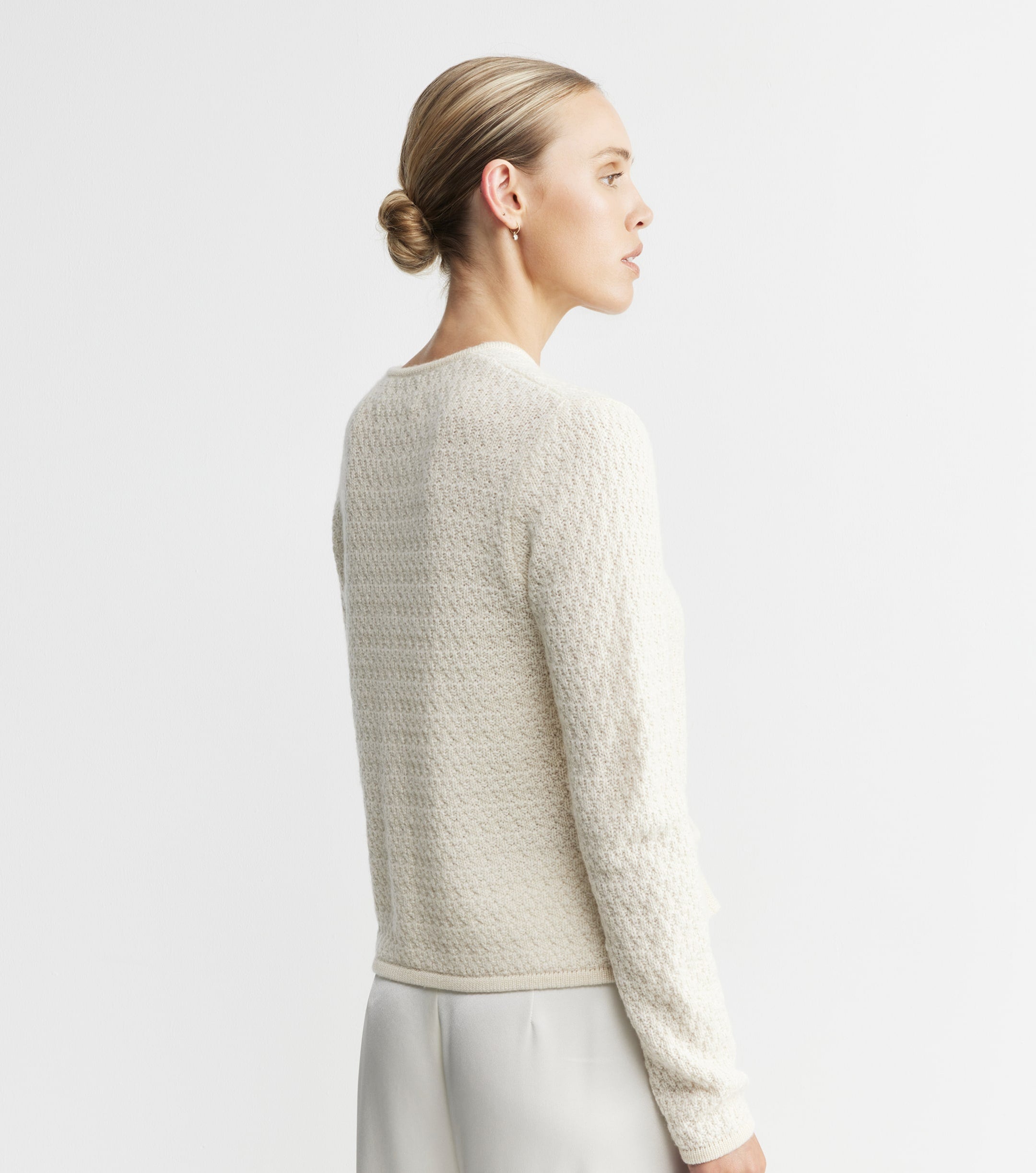 Cashmere Waffle Jacket - Cream