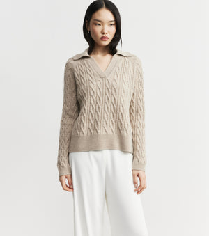 Cashmere Cable Polo - Birch