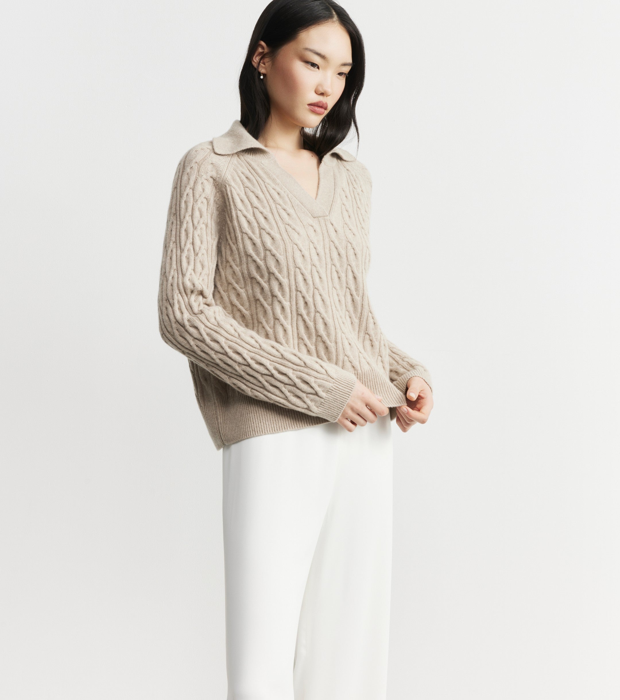 Cashmere Cable Polo - Birch