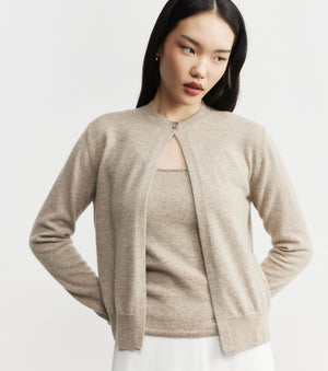 Cashmere Single Button Cardigan - Birch