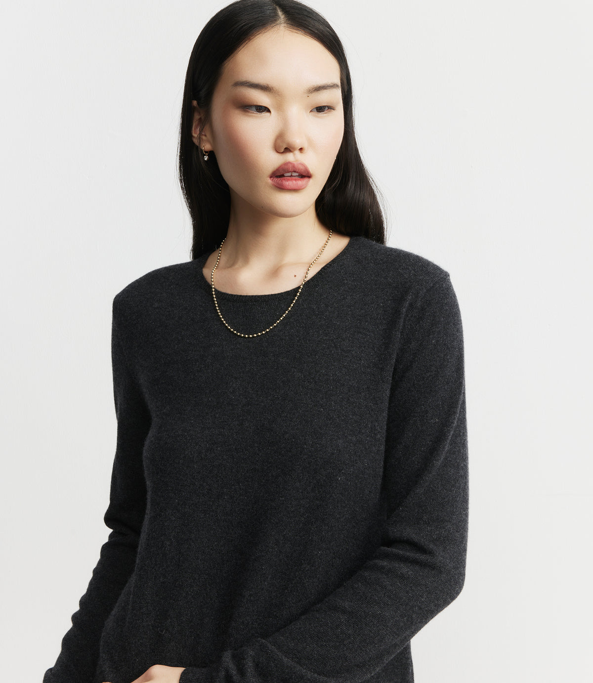 Cashmere Crew Dress - Carbon
