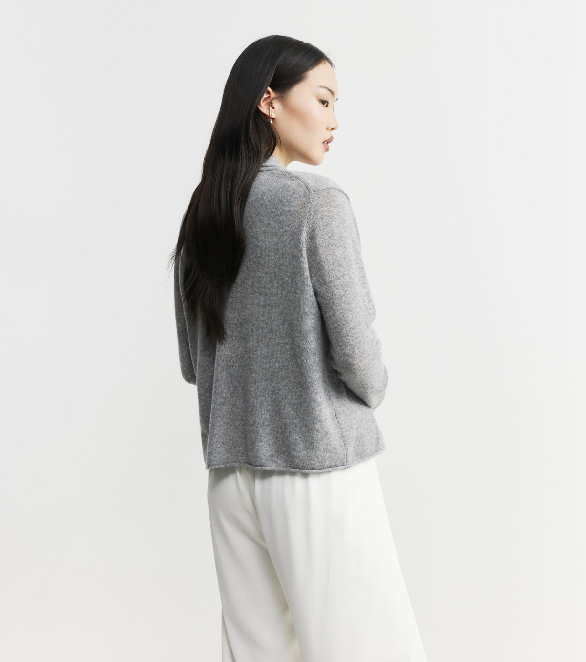 Featherweight Cashmere Cardigan - Dark Grey Melange