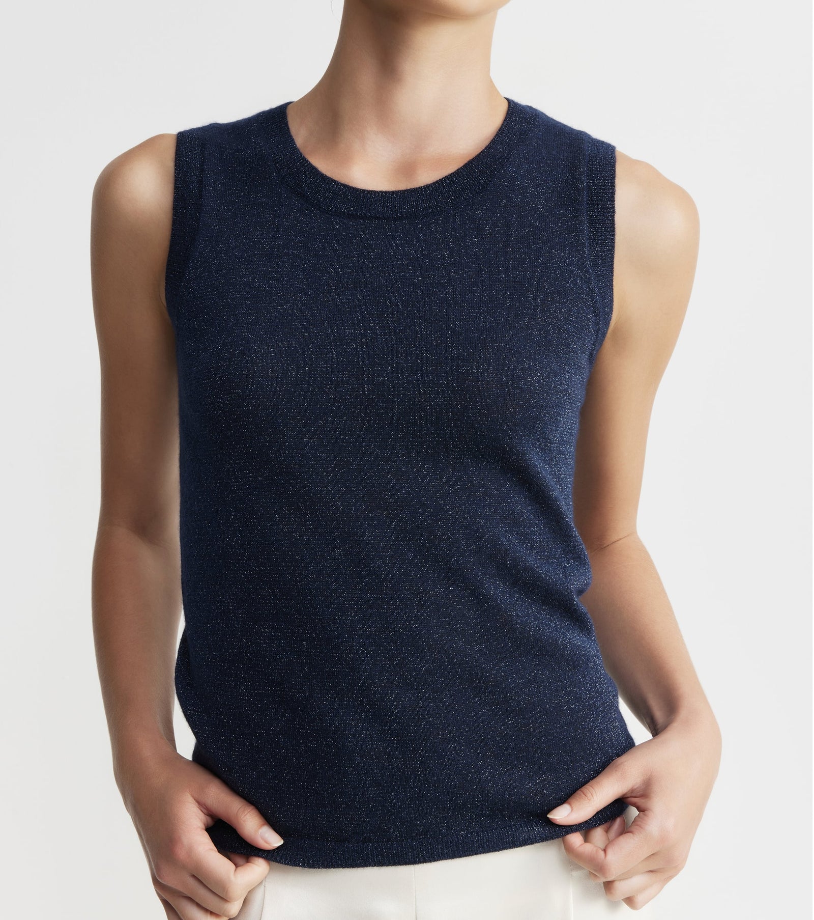 Cashmere Lurex Tank - Sapphire