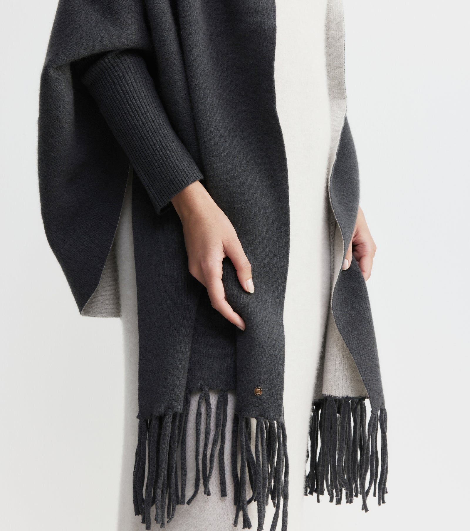 Cashmere Double Sided Jacket - Steel/Pebble