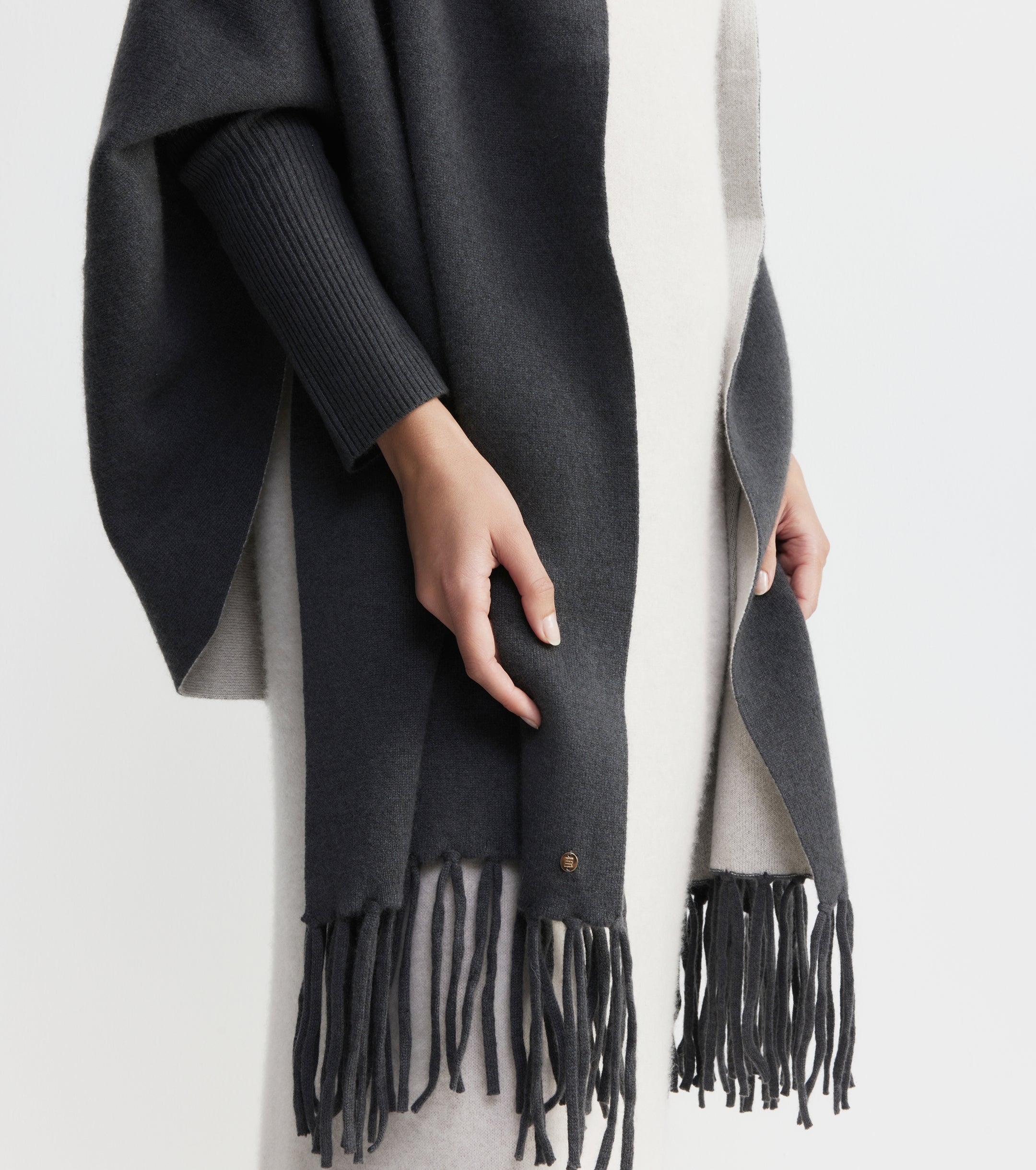 Cashmere Double Sided Jacket - Steel/Pebble