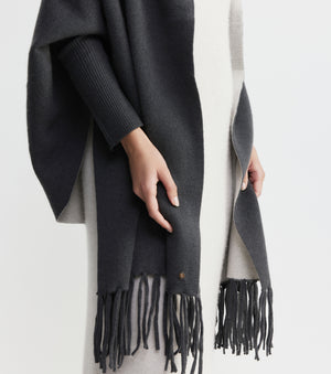 Cashmere Double Sided Jacket - Steel/Pebble