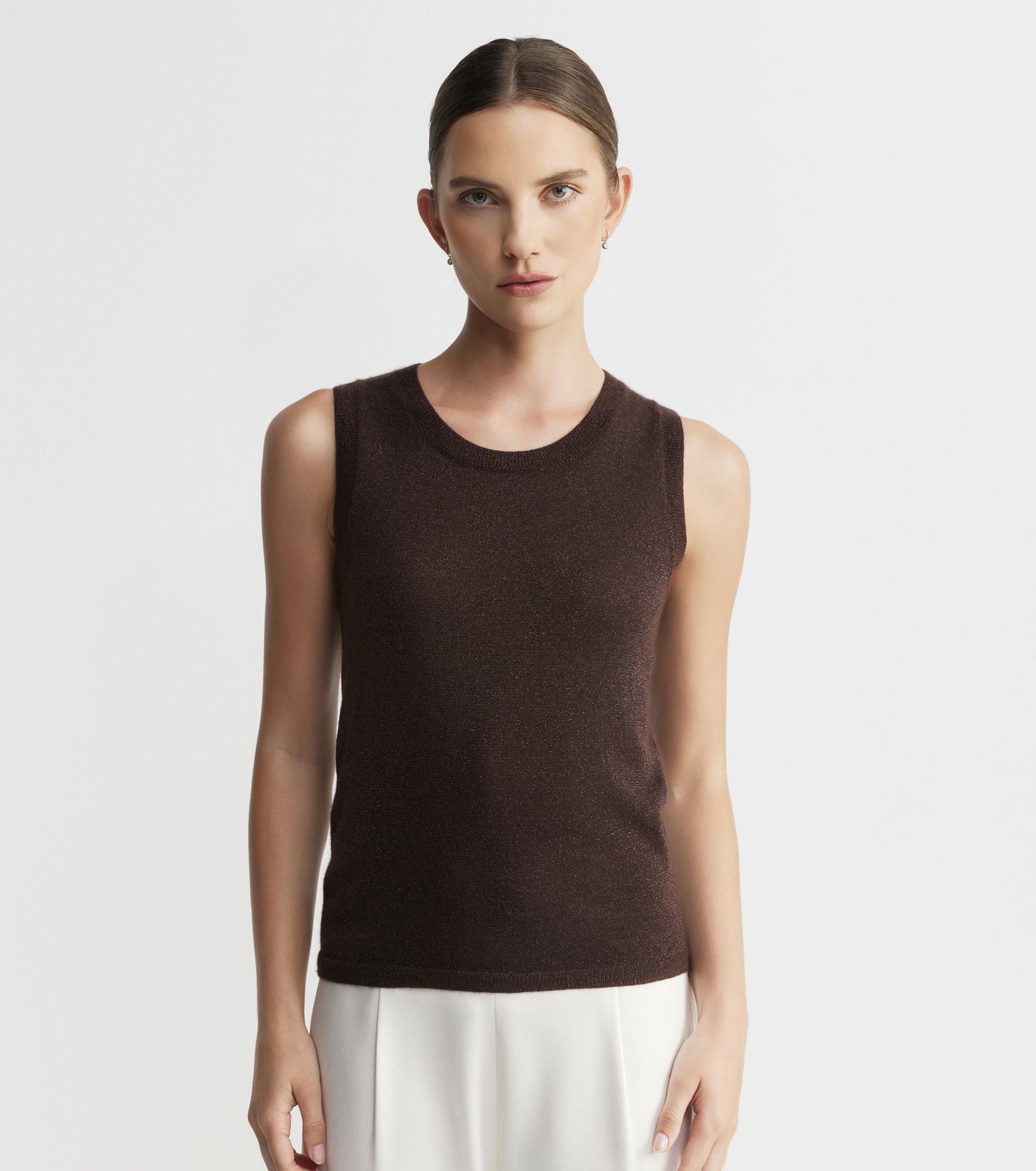 Cashmere Lurex Tank - Cognac