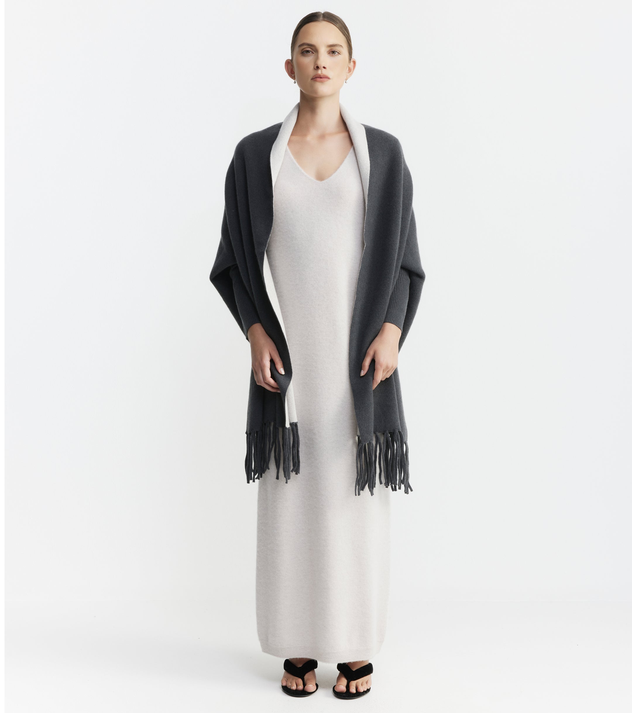 Cashmere Double Sided Jacket - Steel/Pebble