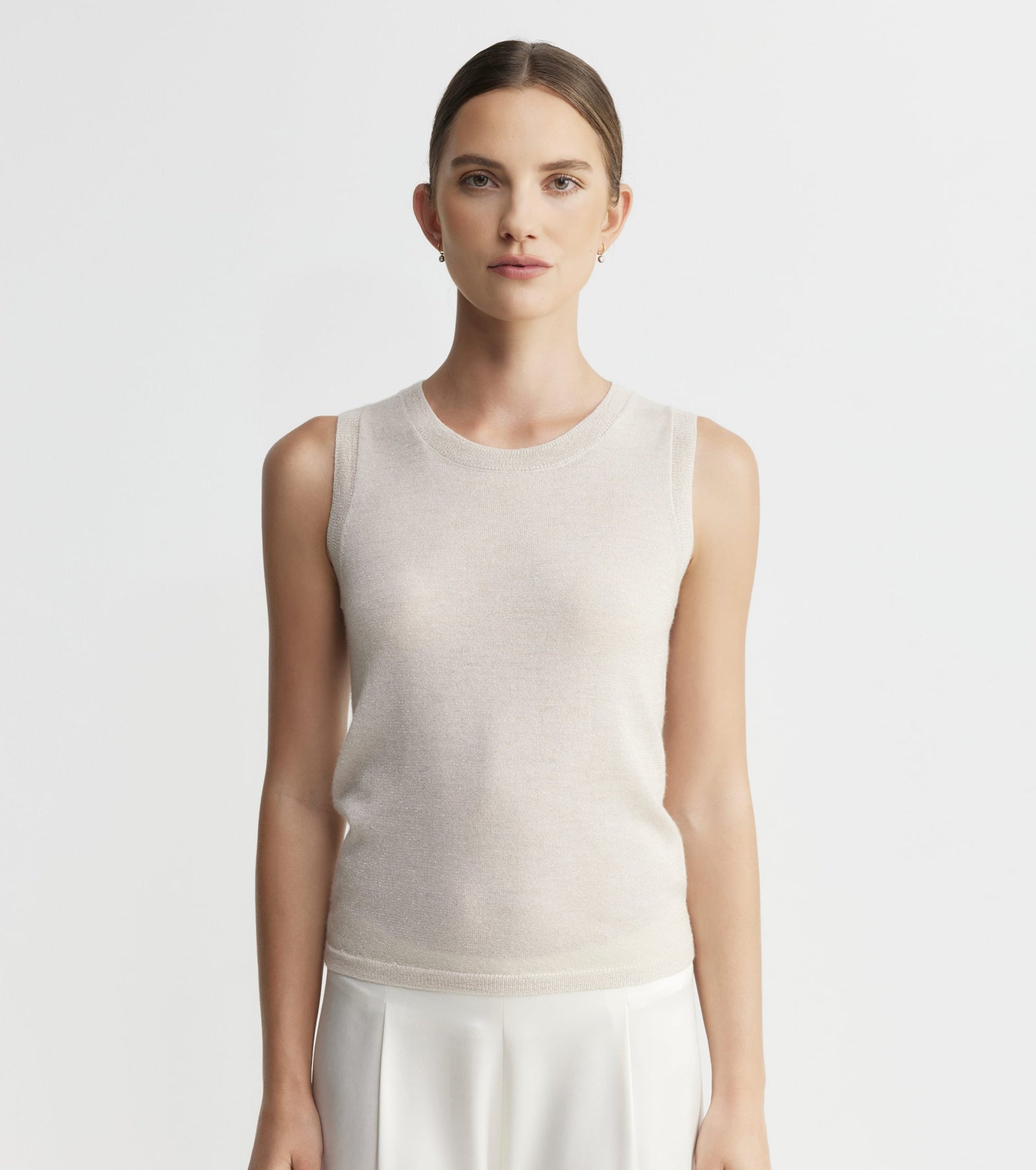 Cashmere Lurex Tank - Champagne